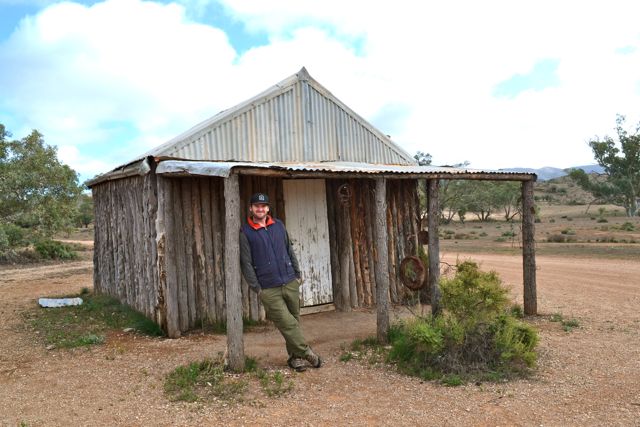 Outside Old Moxan's Hut, built at the turn of the century (and not the most recent one!)